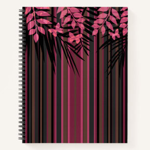 Floral, striped, retro notebook