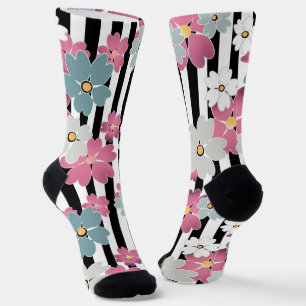 Floral, striped  socks