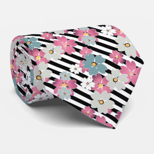 Floral, striped tie