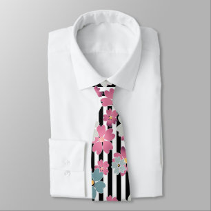 Floral, striped tie