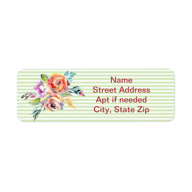 Floral Stripes for Return Address Labels (Front)