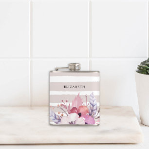 Floral & Stripes Hip Flask