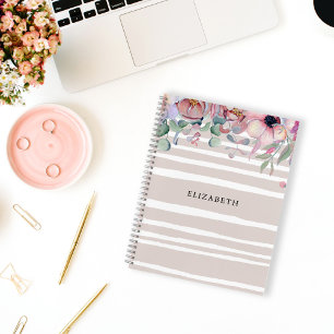 Floral & Stripes Personalised Notebook
