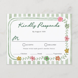 Floral Stripes RSVP Cards
