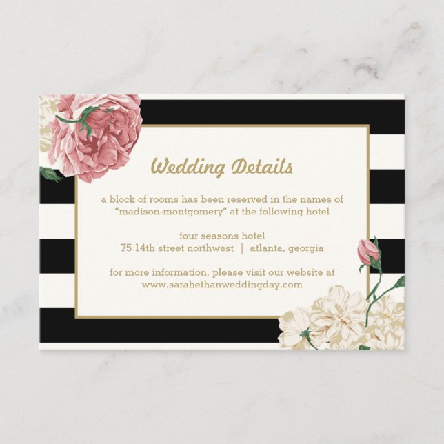 Floral Stripes Wedding Enclosure Cards (Front)