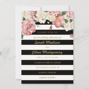 Floral Stripes Wedding Invitations