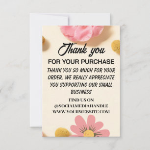 Floral Stylish Vintage Flat Thank You Card