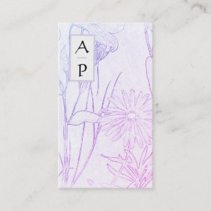 *~* Floral Subtle Flowers Neutral QR Photo Logo Bu Business Card