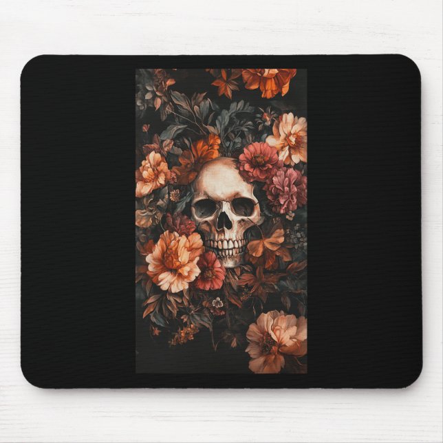 Floral Subtle Skull Accents Skull Art  Mouse Pad (Front)