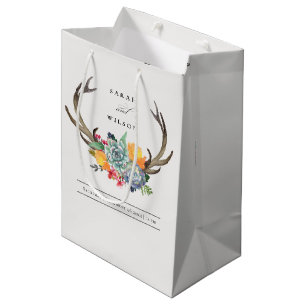 FLORAL SUCCULENT ANTLER BOHEMIAN ALLURE WEDDING MEDIUM GIFT BAG