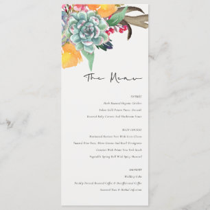 FLORAL SUCCULENT ANTLER BOHEMIAN WATERCOLOUR MENU