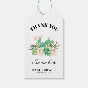 Floral Succulent Cactus Fiesta Baby Shower Gift Tags