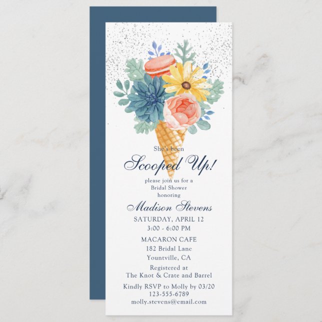Floral Succulent Macaron Bridal Shower Invitation (Front/Back)