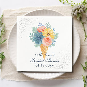 Floral Succulent Macaron Bridal Shower Napkin