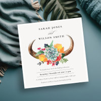 Floral Succulent Steer Horns Boho Allure Wedding