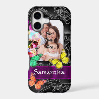 Floral sugar skull and butterflies
