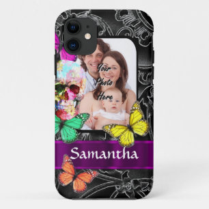 Floral sugar skull and butterflies Case-Mate iPhone case