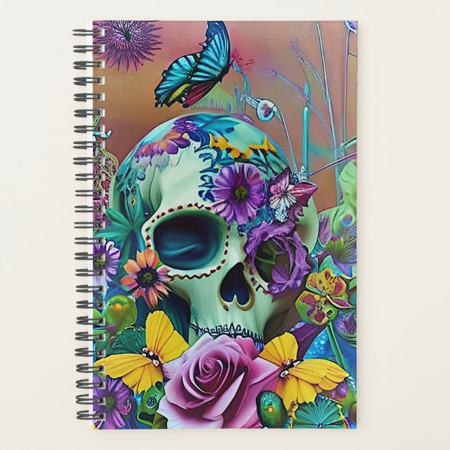 floral sugar skull butterfly colourful planner (Front)