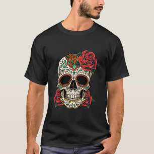 Floral Sugar Skull Day Of Dead Dia De Los Muertos T-Shirt