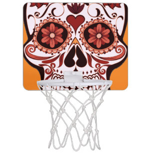 Floral Sugar Skull Day of the Dead Art Mini Basketball Hoop