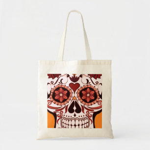Floral Sugar Skull Day of the Dead Art Tote Bag