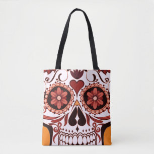 Floral Sugar Skull Day of the Dead Art Tote Bag