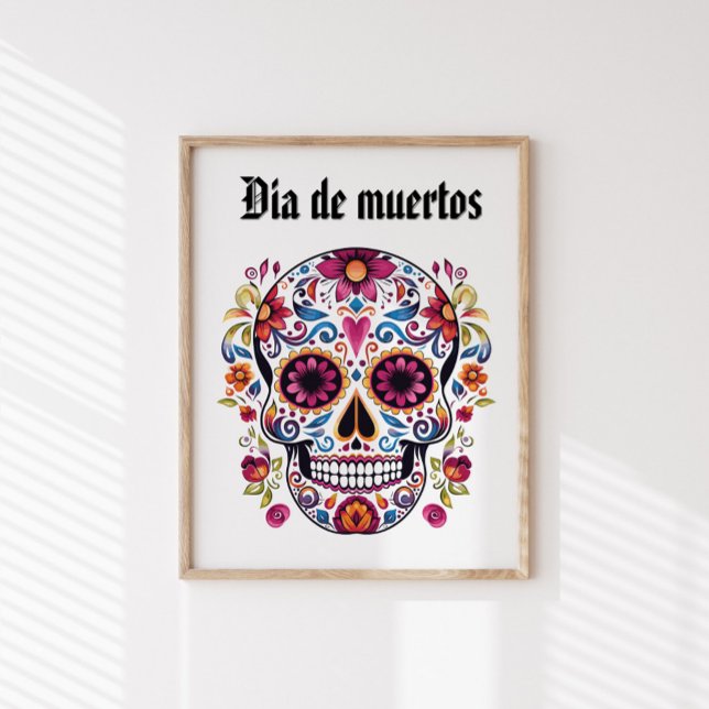 Floral Sugar Skull, Day Of The Dead Glossy Poster (Creator Uploaded)