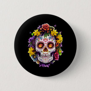 Floral Sugar Skull Day Of The Government Agencyd 6 Cm Round Badge