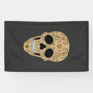 Floral Sugar Skull Dia de los Muertos Banner