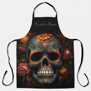 Floral Sugar Skull Dia de los Muertos Calavera Apron