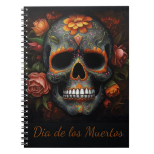 Floral Sugar Skull Dia de los Muertos Calavera Notebook