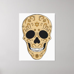 Floral Sugar Skull Dia de los Muertos Canvas Print