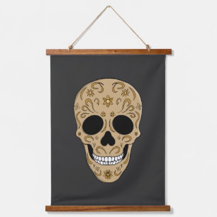 Floral Sugar Skull Dia de los Muertos Hanging Tapestry