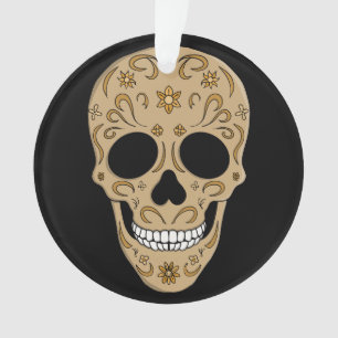 Floral Sugar Skull Dia de los Muertos Ornament