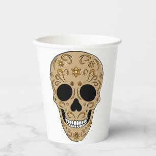 Floral Sugar Skull Dia de los Muertos Paper Cups