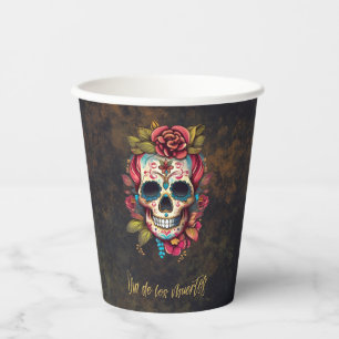Floral Sugar Skull Dia de los Muertos Party Paper Cups