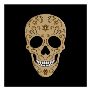 Floral Sugar Skull Dia de los Muertos Poster