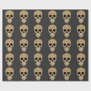 Floral Sugar Skull Dia de los Muertos Wrapping Paper