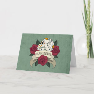 Floral Sugar Skull Dia de Muertos Greeting Card