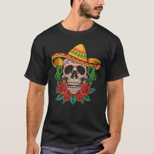 Floral Sugar Skull Dia De Muertos Women T-Shirt