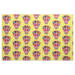Floral Sugar Skull Fabric
