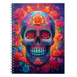 Floral Sugar Skull Happy Halloween Season Notebook