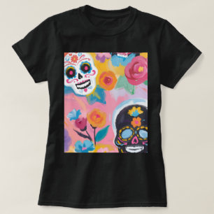Floral Sugar Skull Painting T-Shirt