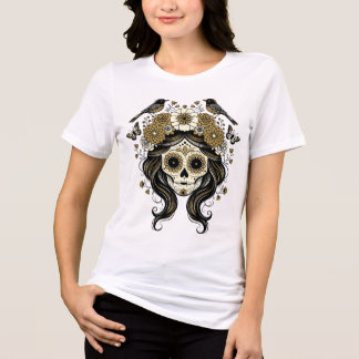 Floral Sugar Skull Portrait Tri-Blend Shirt