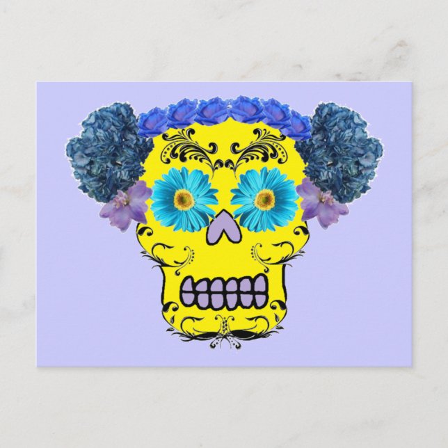 Floral Sugar Skull Postcard (Front)