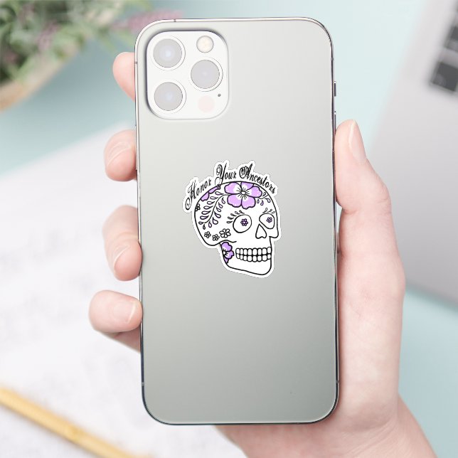Floral Sugar Skull Purple Honour Your Ancestors (Phone)