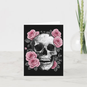 Floral Sugar Skull Rose Birthday Flower Skeleton Card