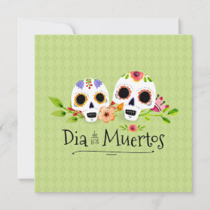 Floral Sugar Skulls Dia de Muertos Invitation