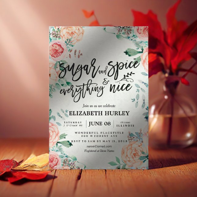 Floral Sugar & Spice & Everything Nice Baby Shower Invitation (Creator Uploaded)