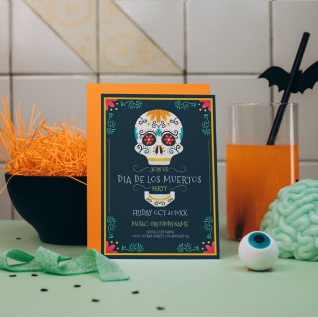 Floral sugars skull Dia De Los Muertos Invitation (Creator Uploaded)